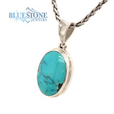 Sterling Silver Pendant with a Medium Sized Oval Natural 6/8" x 7/8" T